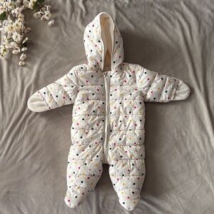 old navy polka dot snowsuit with hood 3-6 months